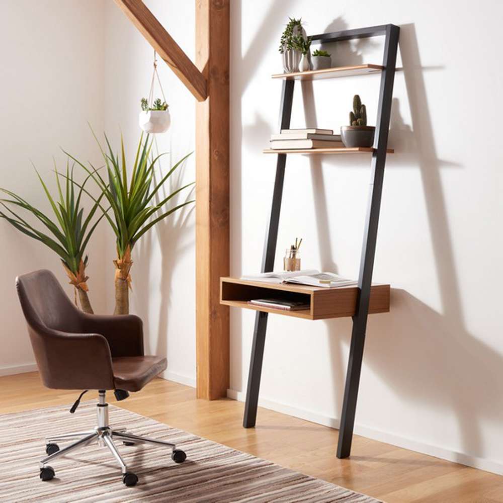 Safavieh - Kamy 2 Shelf Leaning Desk - Natural - Charcoal - DSK9401A veiw 4