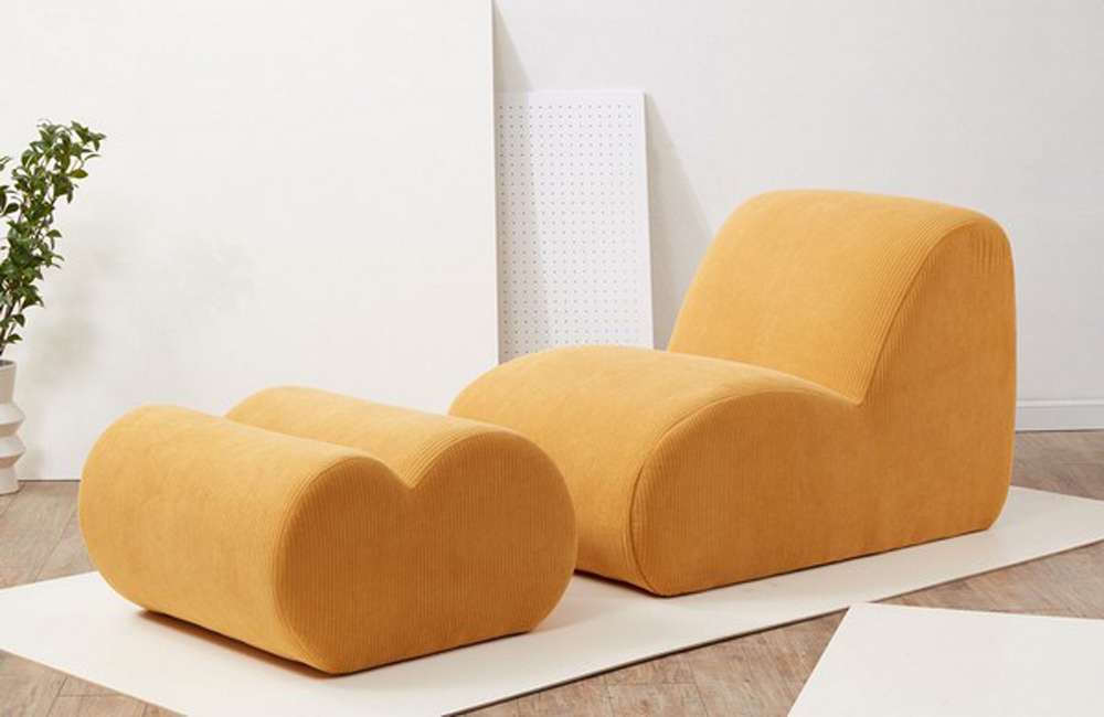 Safavieh - Couture - Kaolin Cordoroy Ac Chair & Ott - Mustard - SFV5097A veiw 2