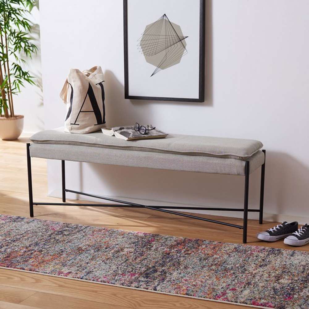 Safavieh - Kara Cushioned X Bench - Light Grey - Black - BCH6402C veiw 2