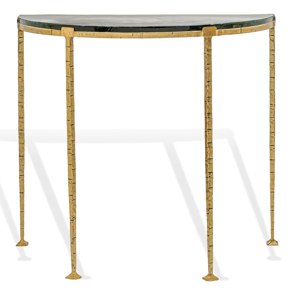 Safavieh - Karmelina Cast Glass Half Moon Console Table / Smoked Glass / Brass - SFV7925A-2BX view 1