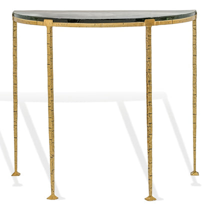 Safavieh - Karmelina Cast Glass Half Moon Console Table / Smoked Glass / Brass - SFV7925A-2BX view 1