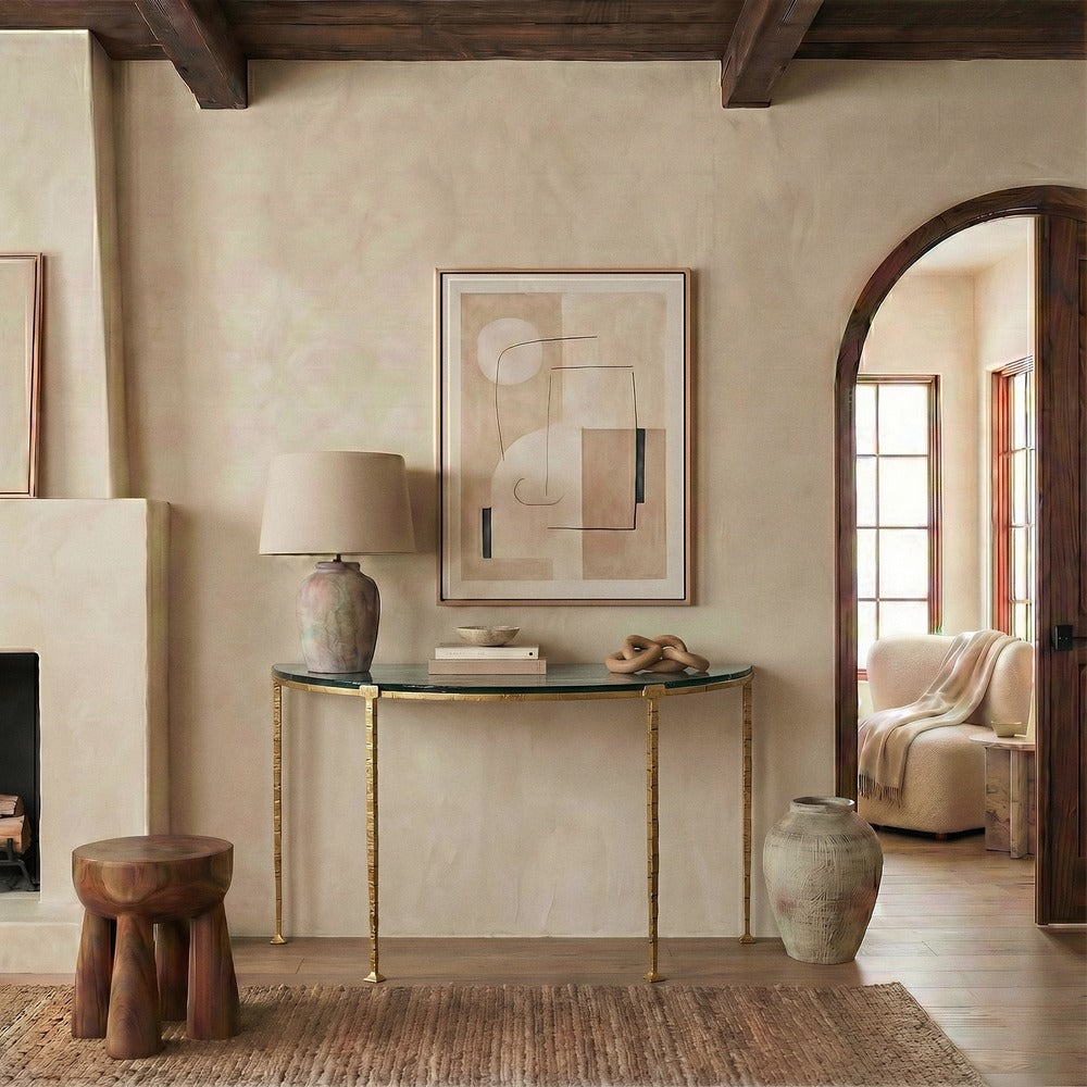 Safavieh - Karmelina Cast Glass Half Moon Console Table / Smoked Glass / Brass - SFV7925A-2BX view 2