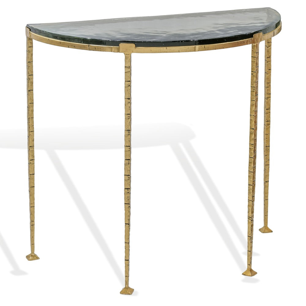 Safavieh - Karmelina Cast Glass Half Moon Console Table / Smoked Glass / Brass - SFV7925A-2BX view 3