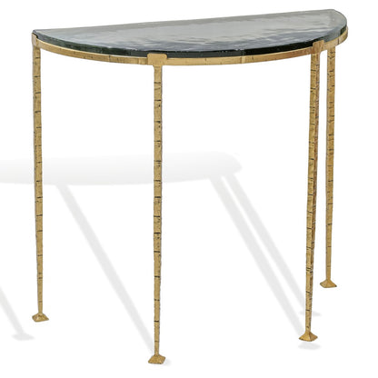 Safavieh - Karmelina Cast Glass Half Moon Console Table / Smoked Glass / Brass - SFV7925A-2BX view 3