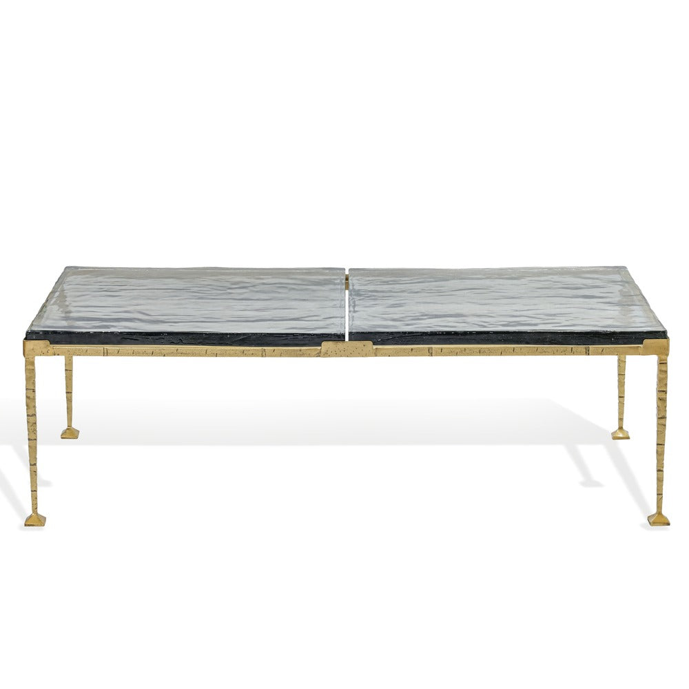 Safavieh - Karmelina Cast Glass Rectangle Coffee Table / Smoked Glass / Brass - SFV7928A-2BX view 1
