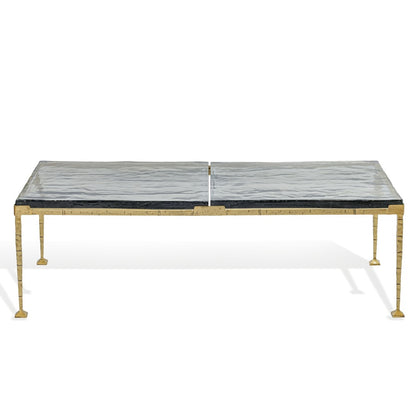 Safavieh - Karmelina Cast Glass Rectangle Coffee Table / Smoked Glass / Brass - SFV7928A-2BX view 1