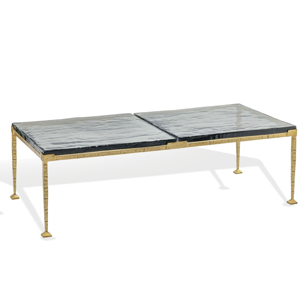 Safavieh - Karmelina Cast Glass Rectangle Coffee Table / Smoked Glass / Brass - SFV7928A-2BX view 3