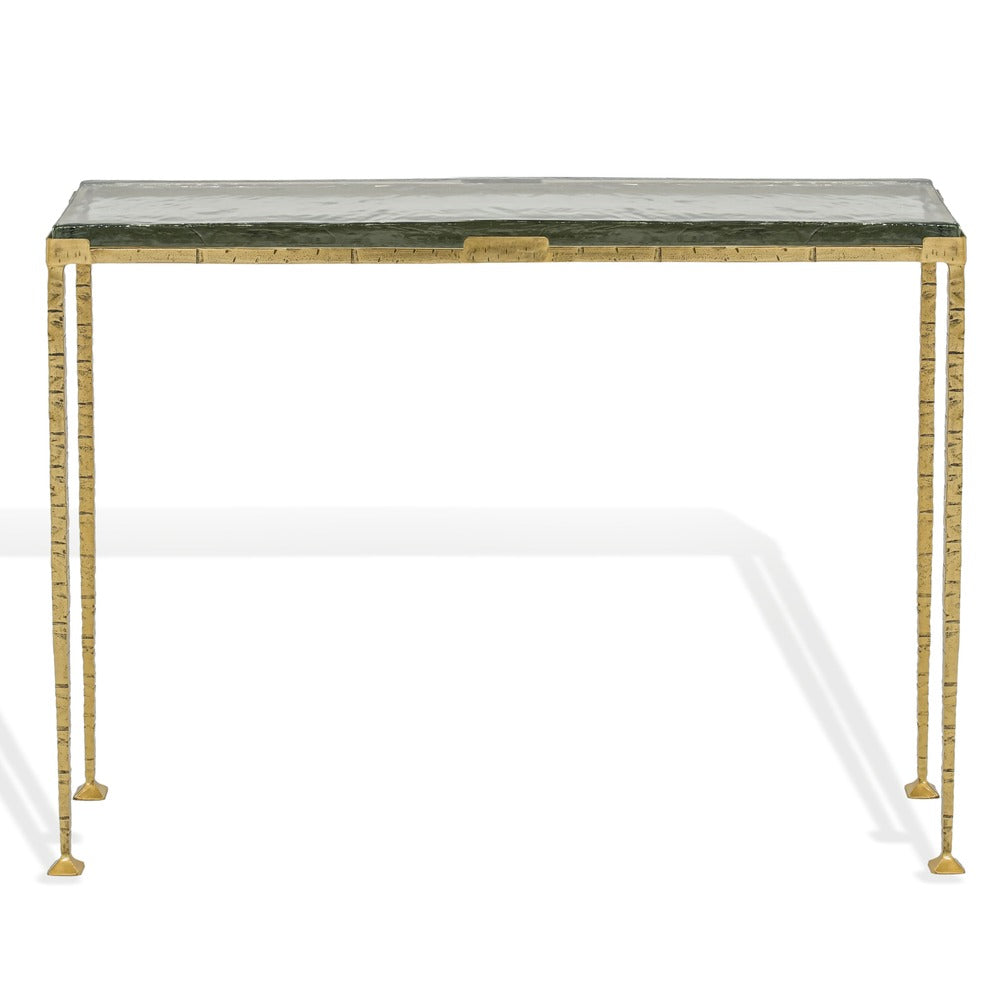 Safavieh - Karmelina Cast Glass Rectangle Console Table / Smoked Glass / Brass - SFV7929A-2BX view 1