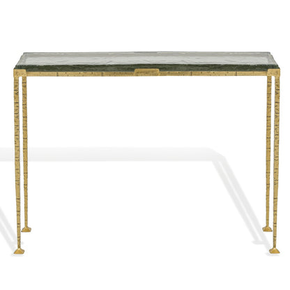 Safavieh - Karmelina Cast Glass Rectangle Console Table / Smoked Glass / Brass - SFV7929A-2BX view 1