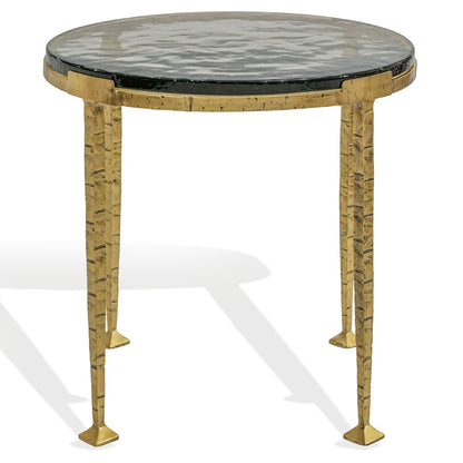 Safavieh - Karmelina Cast Glass Round Accent Table / Smoked Glass / Brass - SFV7923A-2BX view 1