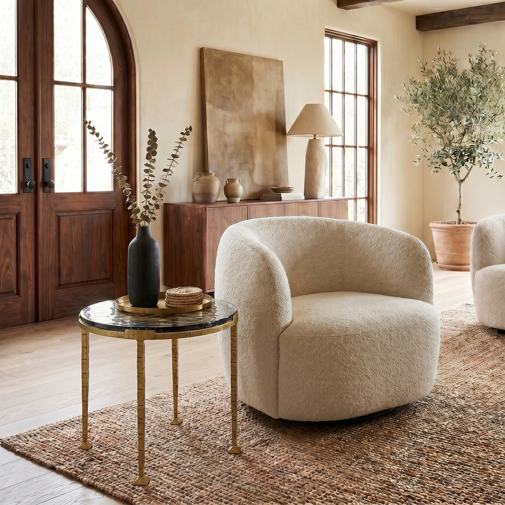 Safavieh - Karmelina Cast Glass Round Accent Table / Smoked Glass / Brass - SFV7923A-2BX view 2