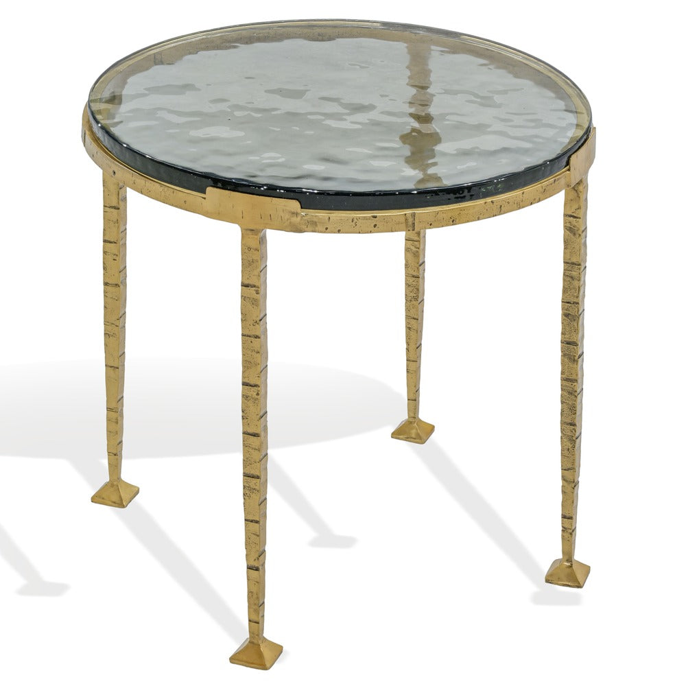 Safavieh - Karmelina Cast Glass Round Accent Table / Smoked Glass / Brass - SFV7923A-2BX view 3