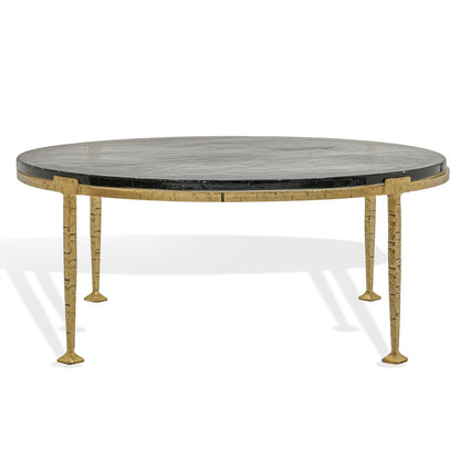 Safavieh - Karmelina Cast Glass Round Coffee Table / Smoked Glass / Brass - SFV7924A-2BX view 1