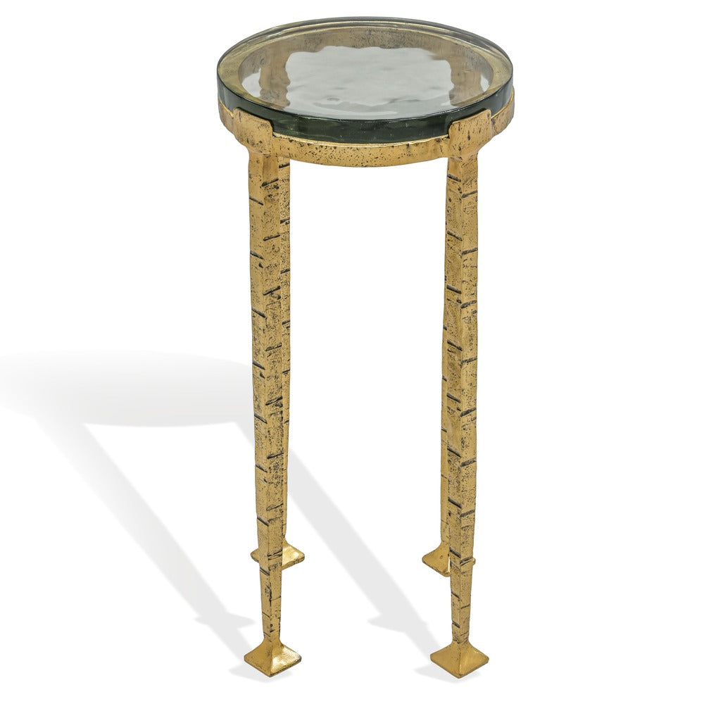Safavieh - Karmelina Cast Glass Round Drink Table / Smoked Glass / Brass - SFV7922A view 1
