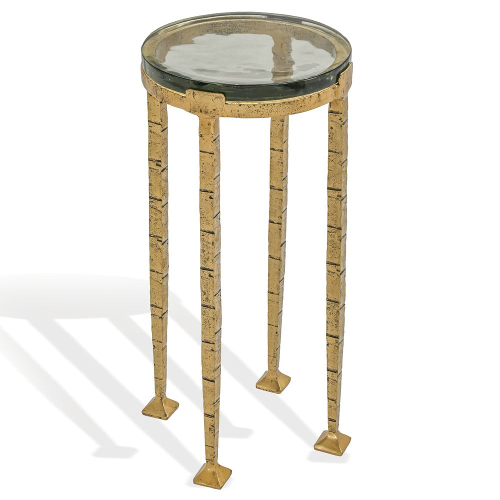 Safavieh - Karmelina Cast Glass Round Drink Table / Smoked Glass / Brass - SFV7922A view 3