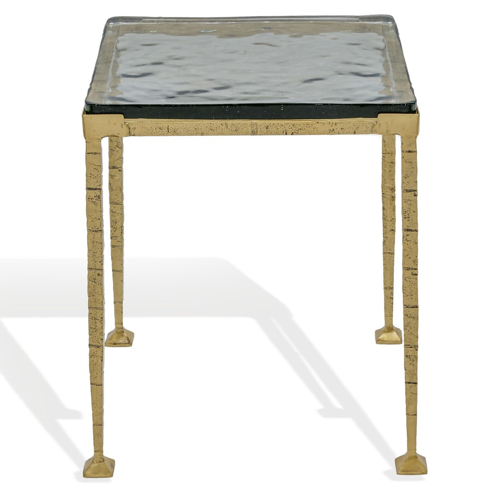 Safavieh - Karmelina Cast Glass Square Accent Table / Smoked Glass / Brass - SFV7927A view 1