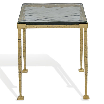 Safavieh - Karmelina Cast Glass Square Accent Table / Smoked Glass / Brass - SFV7927A view 1