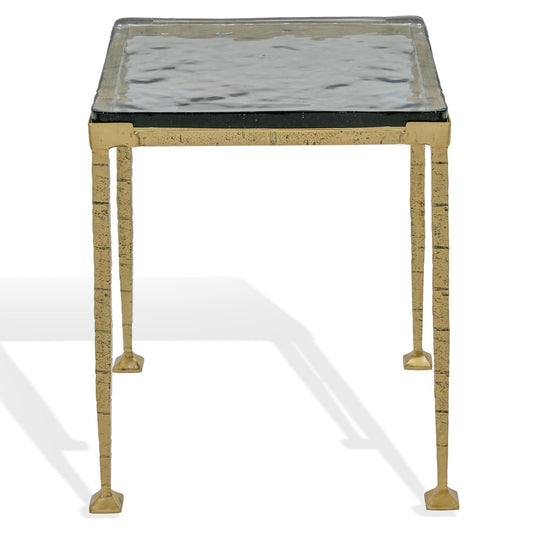 Safavieh - Karmelina Cast Glass Square Accent Table / Smoked Glass / Brass - SFV7927A view 1