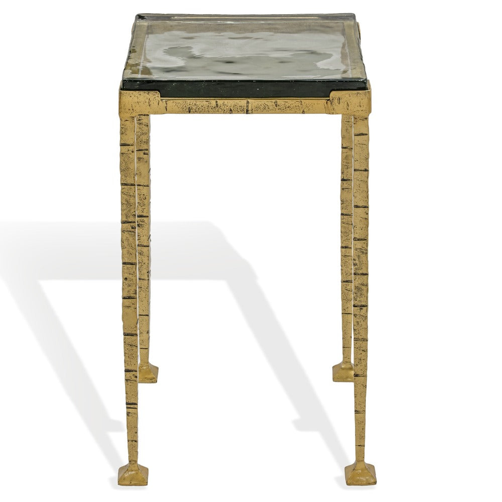 Safavieh - Karmelina Cast Glass Square Drink Table / Smoked Glass / Brass - SFV7926A view 1