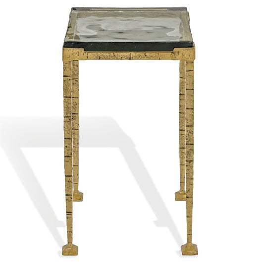 Safavieh - Karmelina Cast Glass Square Drink Table / Smoked Glass / Brass - SFV7926A view 1