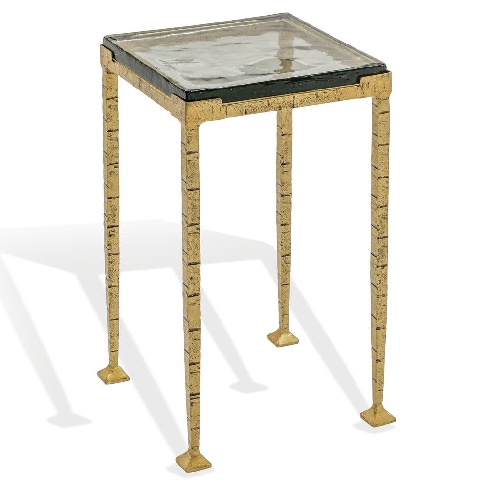 Safavieh - Karmelina Cast Glass Square Drink Table / Smoked Glass / Brass - SFV7926A view 3