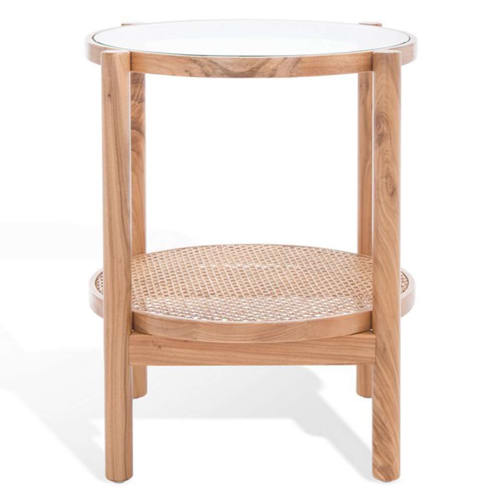 Safavieh - Couture - Karyna Rattan & Glass Accent Table - Clear - Natural - SFV2301A veiw 2