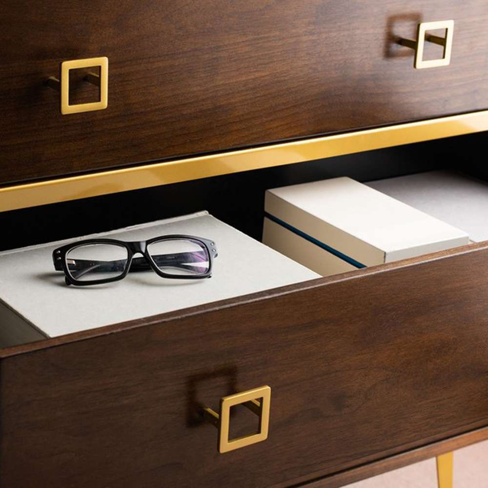 Safavieh - Katia 3 Drawer Chest - Walnut - Gold - CHS6413D veiw 2
