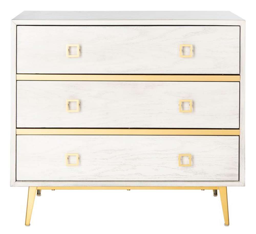 Safavieh - Katia 3 Drawer Chest - White Washed - Gold - CHS6413C veiw 1