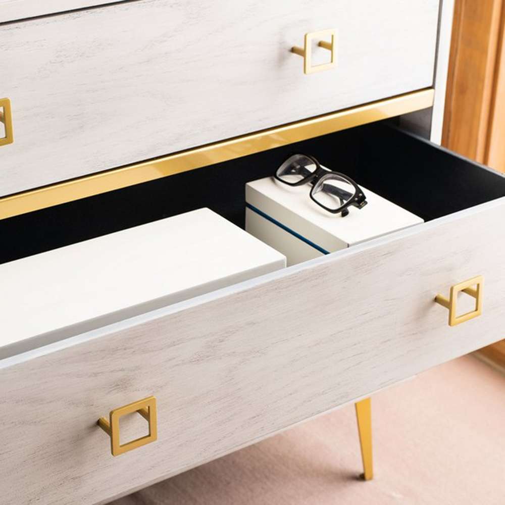 Safavieh - Katia 3 Drawer Chest - White Washed - Gold - CHS6413C veiw 2