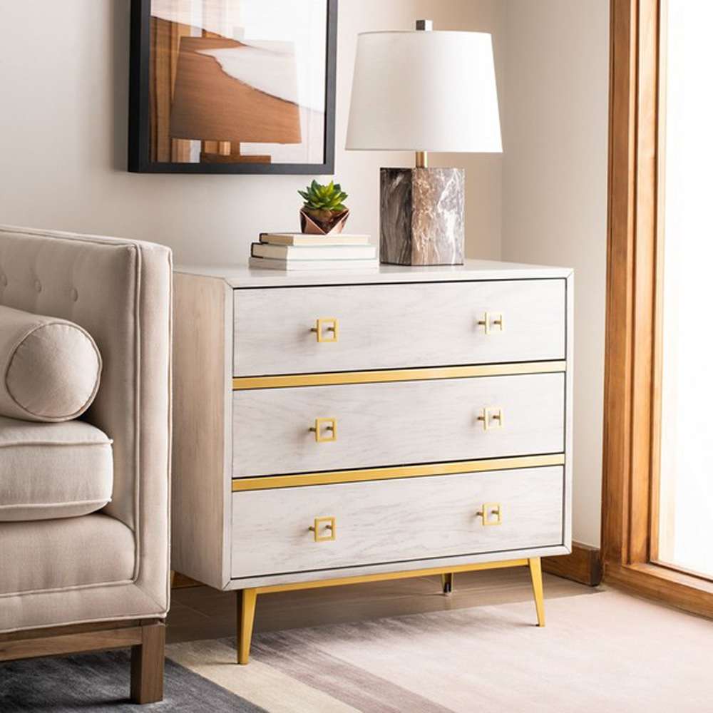 Safavieh - Katia 3 Drawer Chest - White Washed - Gold - CHS6413C veiw 3