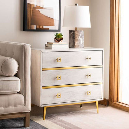 Safavieh - Katia 3 Drawer Chest - White Washed - Gold - CHS6413C veiw 3