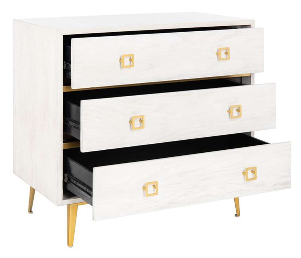 Safavieh - Katia 3 Drawer Chest - White Washed - Gold - CHS6413C veiw 4