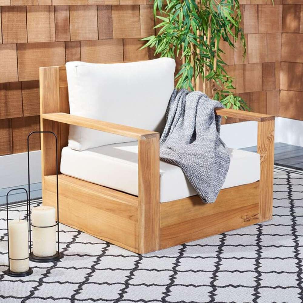 Safavieh - Couture - Kauai Brazil Teak Patio Chair - Natural - Beige - CPT1040A veiw 3