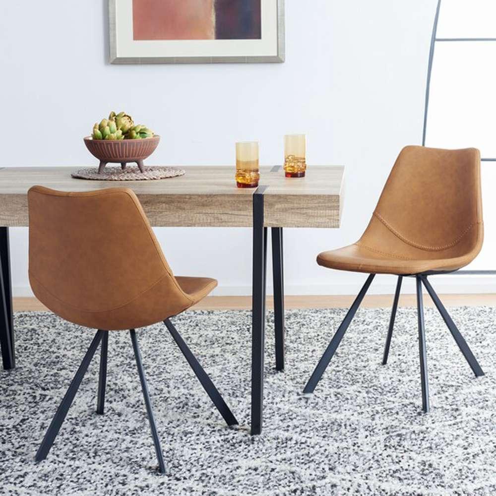 Safavieh - Kayne Dining Chair - Cognac - Black  (Set of 2) - DCH3010B-SET2 veiw 2