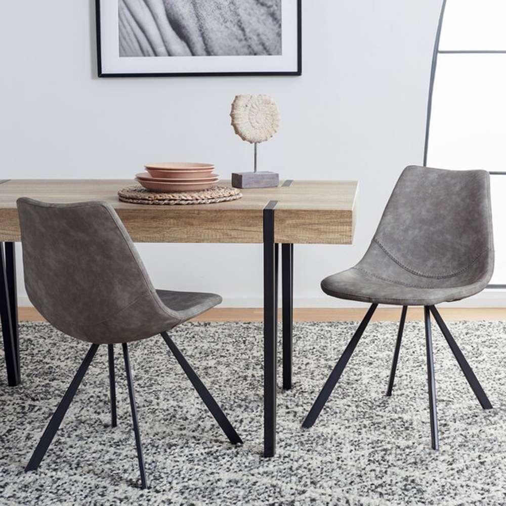 Safavieh - Kayne Dining Chair - Grey - Black  (Set of 2) - DCH3010A-SET2 veiw 2