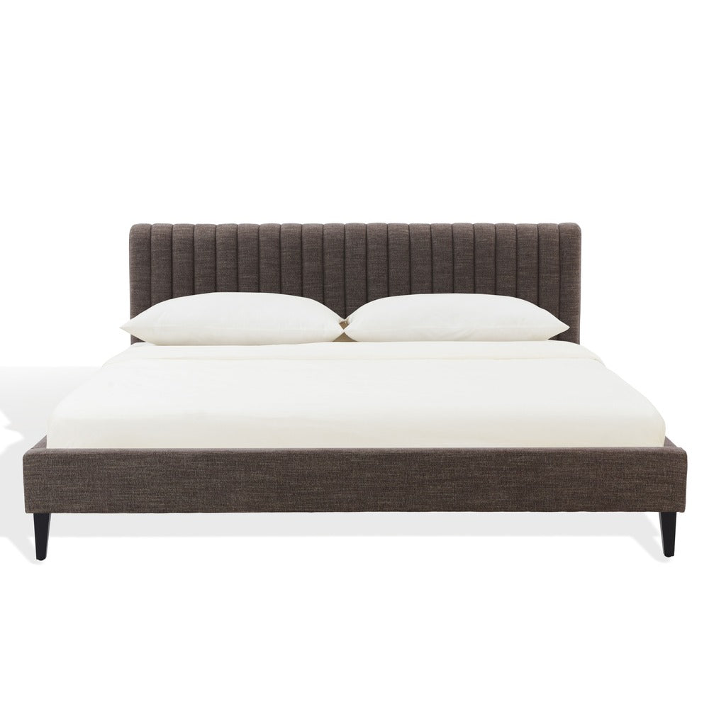 Safavieh - Kerribecca Chenille Channel Tufted Queen Bed / Dark Brown / Walnut - SFV4890C-Q-2BX view 1