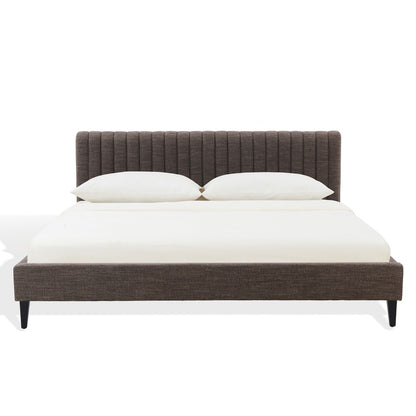 Safavieh - Kerribecca Chenille Channel Tufted Queen Bed / Dark Brown / Walnut - SFV4890C-Q-2BX view 1