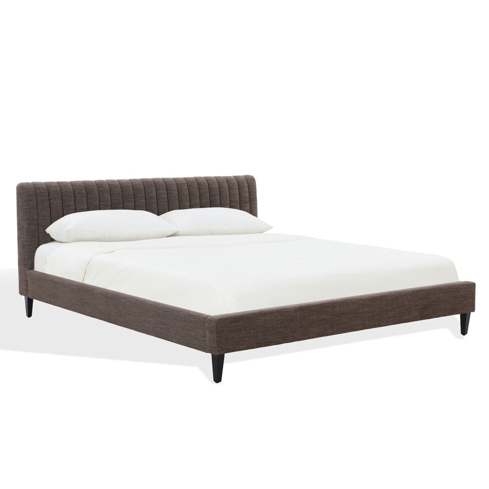Safavieh - Kerribecca Chenille Channel Tufted Queen Bed / Dark Brown / Walnut - SFV4890C-Q-2BX view 3