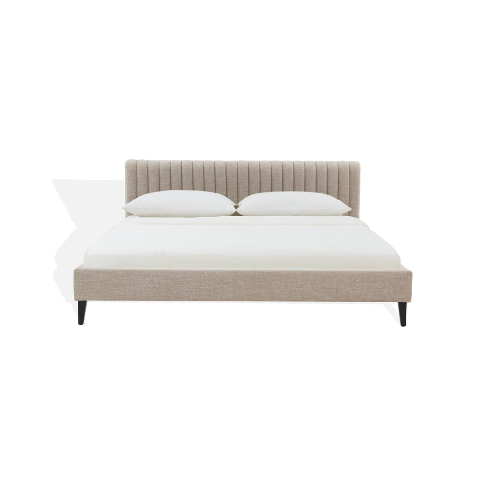 Safavieh - Kerribecca Chenille Channel Tufted Queen Bed / Light Brown / Walnut - SFV4890B-Q-2BX view 1