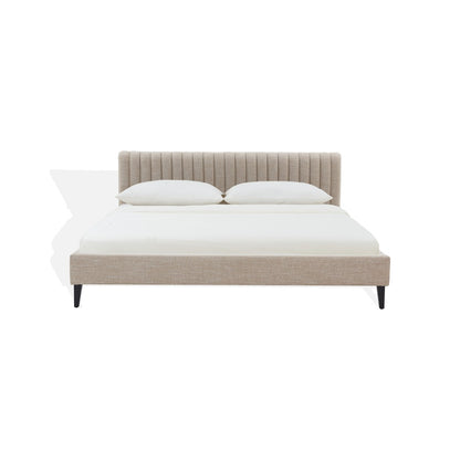 Safavieh - Kerribecca Chenille Channel Tufted Queen Bed / Light Brown / Walnut - SFV4890B-Q-2BX view 1