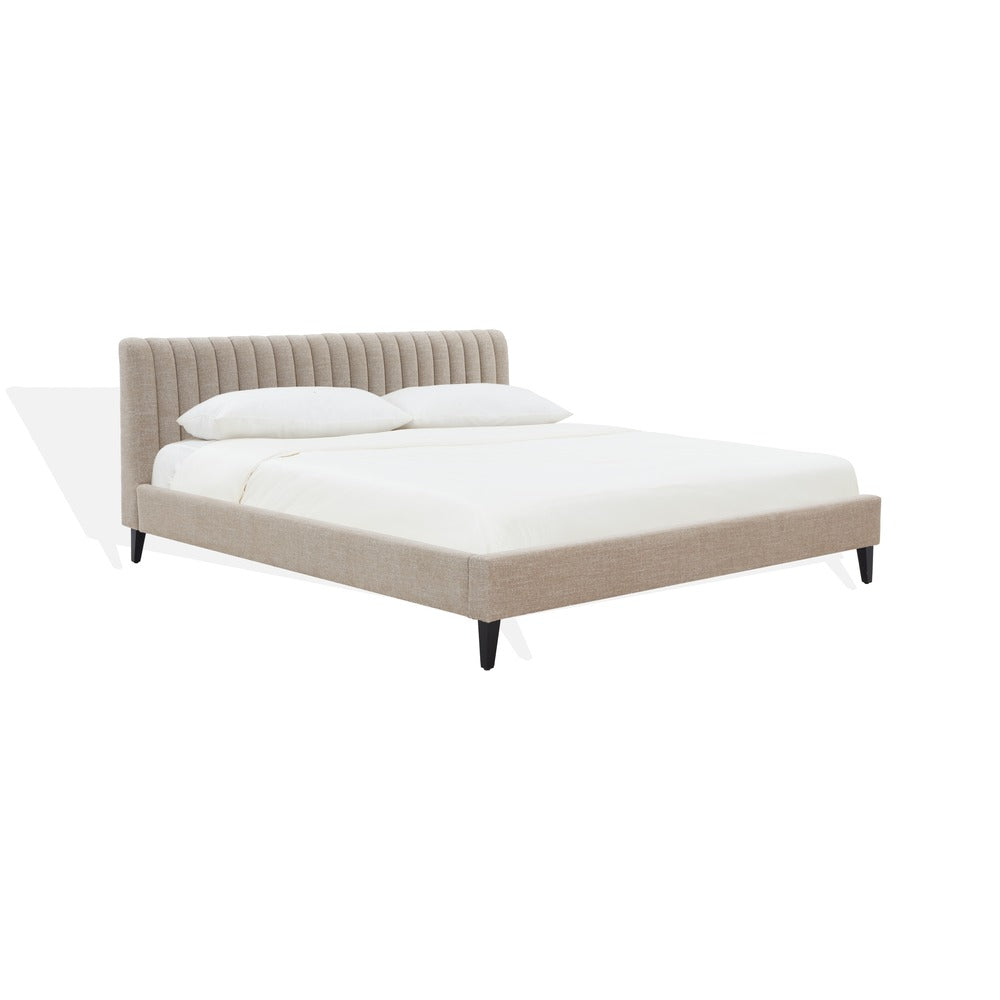 Safavieh - Kerribecca Chenille Channel Tufted Queen Bed / Light Brown / Walnut - SFV4890B-Q-2BX view 3