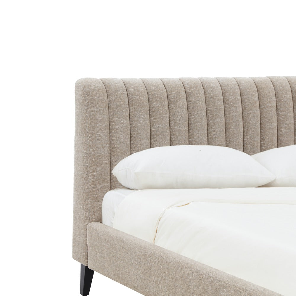 Safavieh - Kerribecca Chenille Channel Tufted Queen Bed / Light Brown / Walnut - SFV4890B-Q-2BX view 4