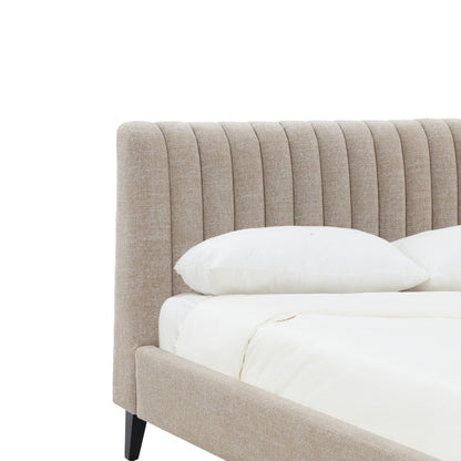 Safavieh - Kerribecca Chenille Channel Tufted Queen Bed / Light Brown / Walnut - SFV4890B-Q-2BX view 4
