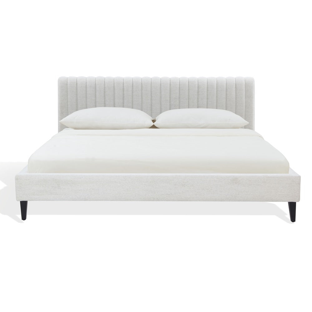 Safavieh - Kerribecca Chenille Channel Tufted Queen Bed / Taupe / Walnut - SFV4890A-Q-2BX view 1