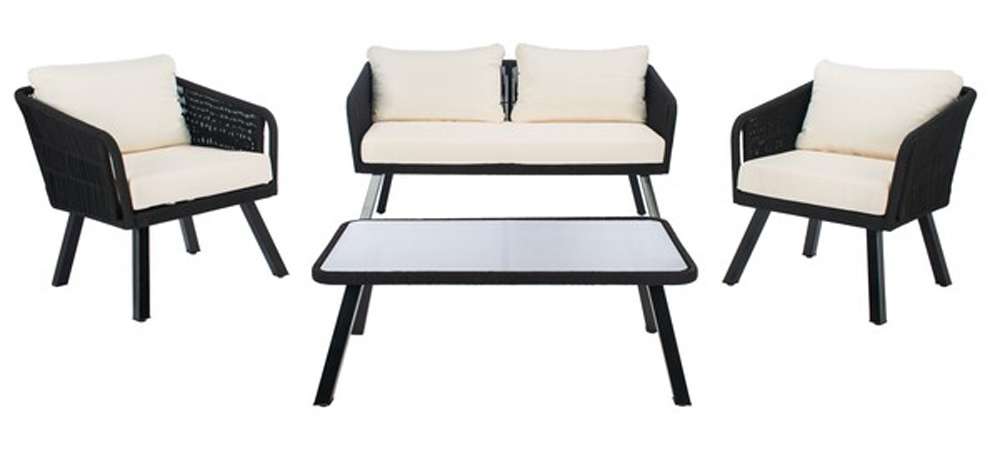Safavieh - Kerson 4Pc Rope Living Set - Black - Beige - PAT7519B veiw 1