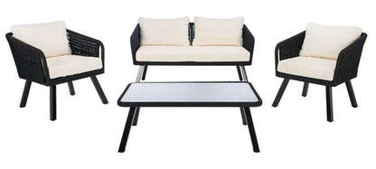 Safavieh - Kerson 4Pc Rope Living Set - Black - Beige - PAT7519B veiw 1