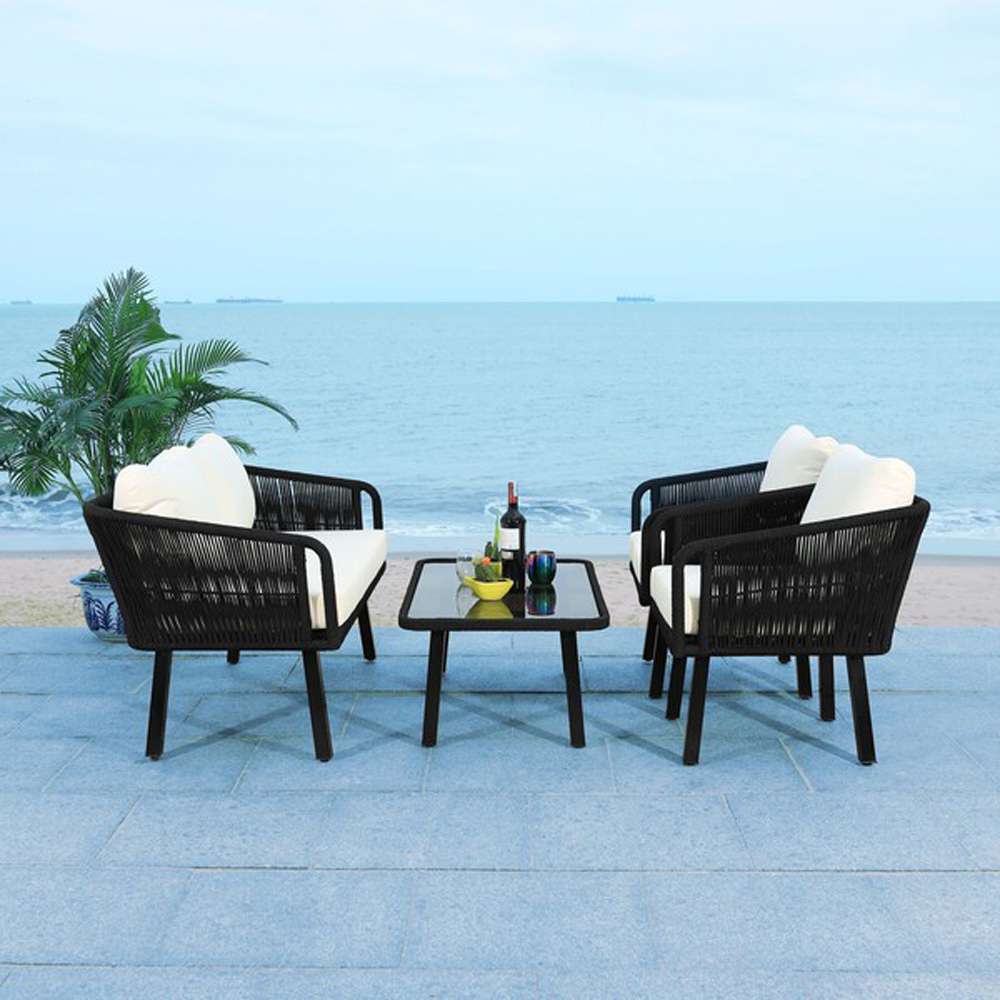 Safavieh - Kerson 4Pc Rope Living Set - Black - Beige - PAT7519B veiw 2
