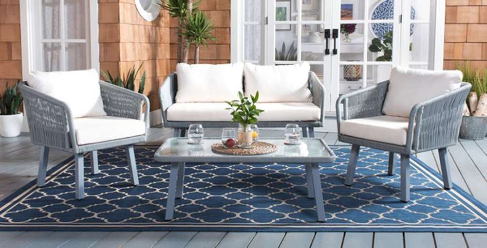 Safavieh - Kerson 4Pc Rope Living Set - Grey - Beige - PAT7519A veiw 2