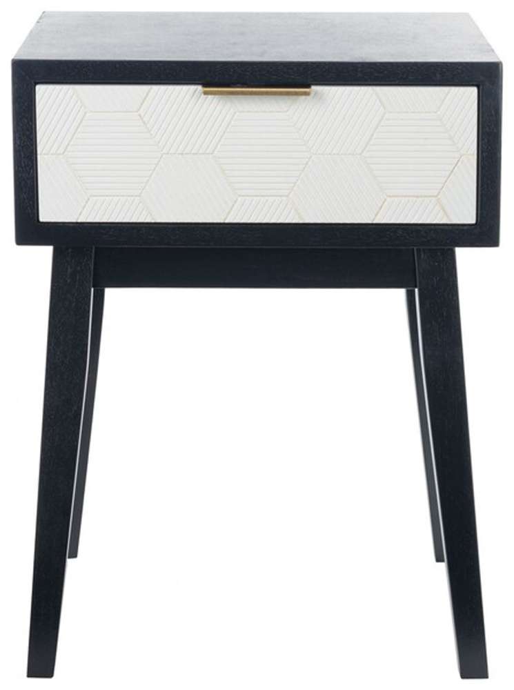 Safavieh - Keya 1 Drawer Accent Table - Black - White - ACC6601B veiw 1