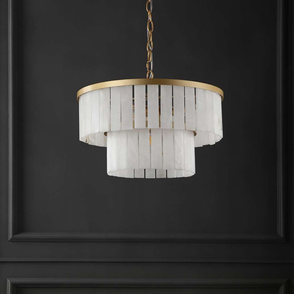 Safavieh - Couture - Kiandra Marble 2 Tier Chandelier - Gold - White - CTL1020A veiw 1